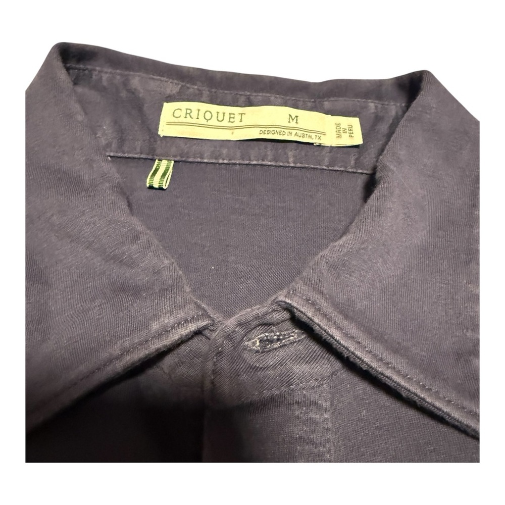 Criquet Polo Shirt Mens Medium Navy Golf Organic Cotton Button Logo Casual